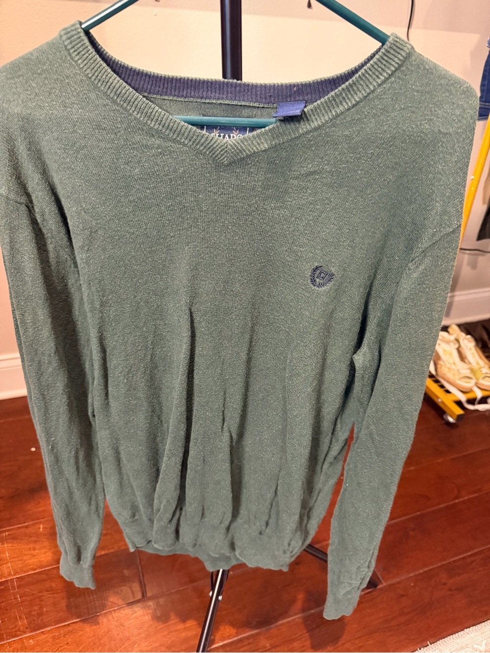 Chaps Ralph Lauren Cotton Cashmere Sweater Men’s M Green V Neck Preppy